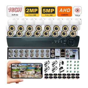 Kit de caméra de surveillance CCTV TSEye 16CH 5MP XVR avec vision nocturne couleur, étanche IP66, détection de mouvement - Product Image 1