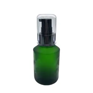 RUIPACK OEM RTS 50ml semi esmerilado color verde vidrio cuidado diario suero bomba botella contenedores/crema cosmética suero aceite esencial botellas de vidrio