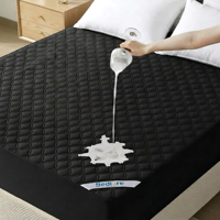 Protège-matelas en polyester Hotel King, housse ajustée imperméable et silencieuse noire, poches profondes, respirant, vente en gros