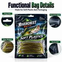 Sacs d'emballage personnalisés en plastique souple pour leurres de pêche, pochettes pour appâts avec fenêtre transparente, fermeture éclair refermable et trou de suspension