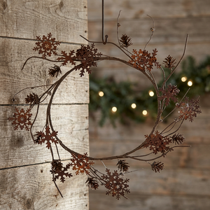 Rustic Metal Christmas Wreath With Snowflake And <b>Pinecone</b> Decorations Handmade Unlit Decorative Flowers Wreaths - Product Image 4