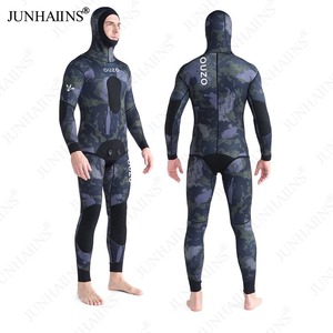 준하이다이브 프리미엄 카모플라주 2피스 네오프렌 성인 잠수복 1.5mm 3mm 스피어피싱 스쿠버 다이빙 슈트 프린트 후드 남성용 - Product Image 3