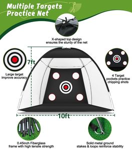 Redes de golf para práctica en el patio trasero con pelotas de golf reales y tapete Tri-Turf para práctica de golf en interiores y exteriores, para chipping y putting. - Product Image 2