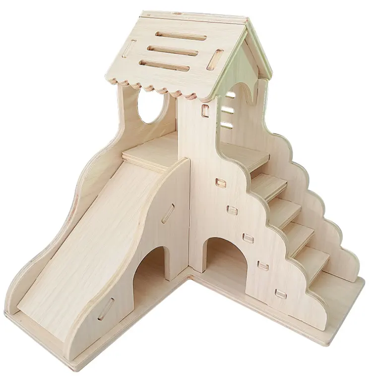 Hamster toys Wooden landscaping slides small pet climbing ladder live washable climbing steps ladder pet supplies