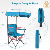 Chaise pliante de camping et de pique-nique portable en fer, style plafond, pour la protection solaire, la plage, le jardin, la randonnée, la pêche et les activités de plein air