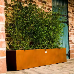 Jardinière en acier Corten, design moderne, forme longue, effet rouillé, pour jardin - Product Image 5