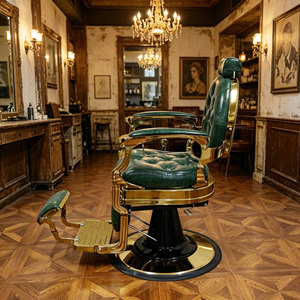 Muebles de Salón de Belleza, Sillas de Barbería Hidráulicas Doradas Vintage en Venta - Product Image 2