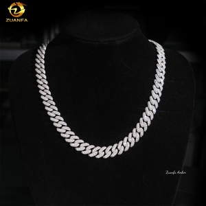 15MM 스털링 실버 힙합 아이스드 아웃 모이사나이트 다이아몬드 쿠반 링크 체인 남성용 목걸이 - Product Image 6