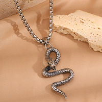 Collier Serpent Gothique en Acier Inoxydable Argent Vieilli pour Homme, Bijou Minimaliste Créatif avec Pendentif Serpent Délicat