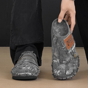 Men's Women Summer Outdoor Flat Mules <b>Sandals</b> Denim Upper Lightweight Slip-On Retro Breathable Beach Walking - Product Image 3