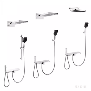 Aida Robinet de douche en nickel brossé multi-spécifications Ensemble de douche avec pommeau de douche fixé avec panneau Ensemble de douche de pluie - Product Image 1