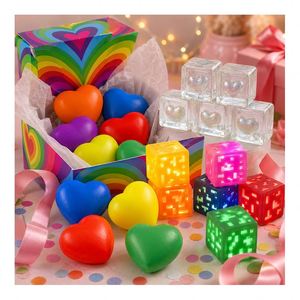 Hot Sale <b>Glow</b> in Dark Heart Toy <b>Cube</b> Stress Ball Squeeze Squishy Sensory TPR Party Favor Classroom Prize Stock - Product Image 6