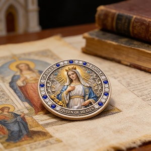 Pièce de monnaie commémorative religieuse 3D en gros, la Reine du Ciel, Prière du Seigneur, pièce de collection pour la dévotion et les cadeaux - Product Image 5