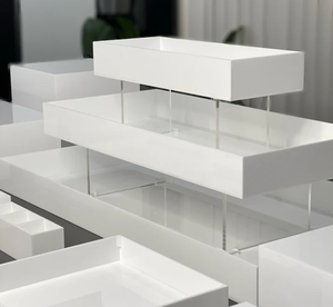 Torre de Comida Acrílica de 3 Niveles, Soporte Cuadrado para Exhibición, Decoración para Bodas y Fiestas, Embalaje de Cartón Apilable - Product Image 4