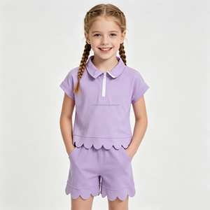En stock: Conjunto de ropa de verano para niñas con cremallera y volantes, con lazos de flores, al por mayor, atuendos de moda para bebés, ropa de hermanas de fábrica. - Product Image 5