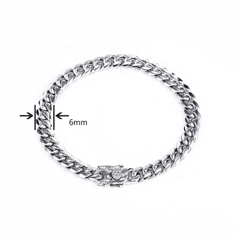 Bracelets avec chaînes en or 18K, bijou en acier inoxydable pour hommes, chaîne à mailles cubaines style Miami, accessoire cubain, vente en gros, 2020