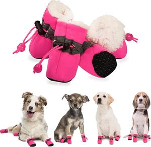 Chaussons de <span class=keywords><strong>neige</strong></span> chauds en polaire 4 pièces pour chiot avec bande réfléchissante semelle en caoutchouc antidérapante pour petits chiens de taille moyenne - Product Image 3