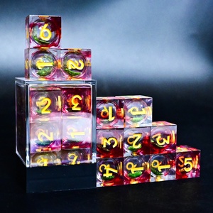 12 pièces Cube rouge or D6 acrylique plastique dés boîte polyédrique liquide noyau résines époxy guerre 40K Dnd Rpg dés - Product Image 1