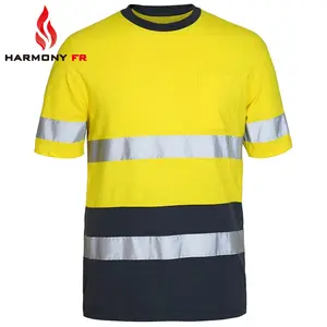 Áo Sơ Mi Hi Vis Màu Đen Và Vàng OEM Ansi CAT 1 FR Quân Đội Màu Xanh Lá Cây Màu Vàng Lớp 3 Có Logo Phản Quang Màu Cam