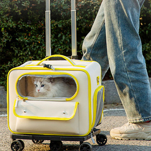 Diakui penerbangan pembawa anjing portabel dengan roda ransel kucing bergulir kereta anak anjing kereta dorong dapat dilepas dan dilipat tas perjalanan hewan peliharaan