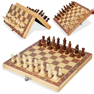 Retro Table toys Wooden magnetic chess Foldable Portable International chess