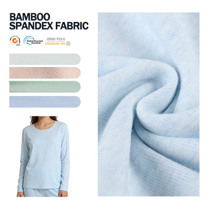Tissu tricoté extensible de haute qualité en fibres de bambou doubles et élasthanne pour T-shirt, vente en gros - Product Image 1
