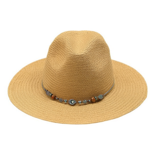 Chapeau de paille en faux raphia Angelina, souple, avec décoration chaîne pour les yeux, 31622, chapeau de plage d'été, protection solaire - Product Image 1