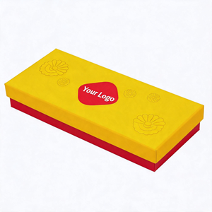 Custom Luxury Rigid Gift <b>Box</b> with Inner Tray Yellow & Red Corrugated Paper Packaging for Tea, Mooncake, or Premium Food Items - Product Image 1