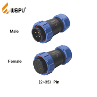 Connecteur d'alimentation Weipu IP68 étanche à sertir et à souder, AC/DC, 2, 3, 4, 5, 7, 9 broches, montage arrière à écrou