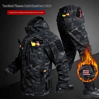 Ensemble de veste tactique thermique vintage camouflage en fibre de bambou pour homme, imperméable, doublé polaire, pour l'automne et l'hiver, vêtements de travail