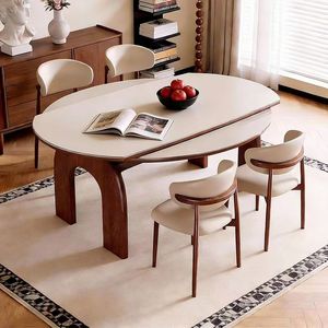 French-style Medieval Wooden Vintage Retractable Slate Dining <b>Table</b> <b>Chairs</b> Home Use <b>Foldable</b> <b>Table</b> Dual-purpose square Options - Product Image 1