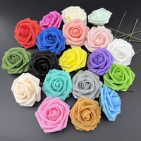 Roses en mousse PE de 8 cm en gros avec base et tige, fleurs artificielles pour la décoration de mariage et de la maison