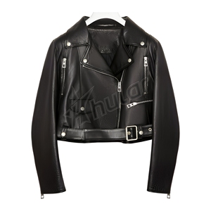 Veste en cuir vintage pour femme grande taille, style européen et américain, coupe ajustée, écologique, double boutonnage, pour l'hiver - Product Image 1