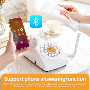 Téléphone fixe sans fil rétro ABS compatible <span class=keywords><strong>Google</strong></span> Assistant, rechargeable par USB, téléphone de bureau vintage, couleur personnalisée, 16 Go - Product Image 4