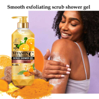Gel Douche Éclaircissant et Exfoliant à la Vitamine C et au Curcuma, Hydratant et Illuminateur, 1000ml pour Peaux Ternes
