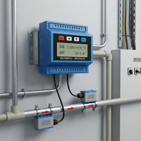 Débitmètre à ultrasons modulaire à fixation par pince, affichage numérique LCD, installation non invasive pour liquides industriels
