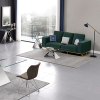 Table console en verre trempé, meuble de style moderne avec cadre en acier inoxydable, couleur argent,