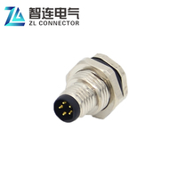 Conector de Montaje en Panel PCB Macho de 5 Pines con Código B, Impermeable, para Automoción, con Enchufe M8 de Aviación