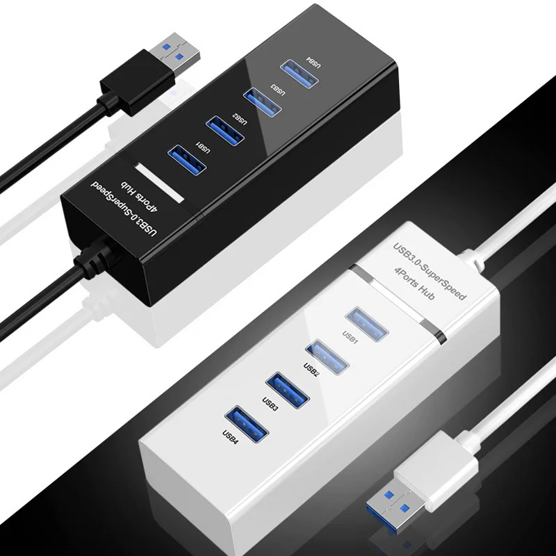 4 พอร์ต USB3.0-ดำ-ขาว