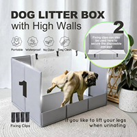 Bac à litière pour chien pliable en PVC écologique, murs hauts, imperméable, portable, pour intérieur, noir/gris, pour chiots