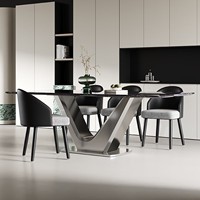 Table à manger moderne en pierre, fabriquée en Chine, pour salle à manger, restaurant, 6 places
