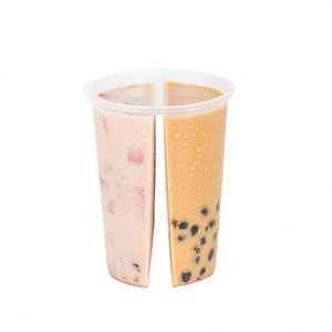 Gobelets jumeaux en plastique PP de 24 oz (700 ml) à double compartiment pour jus, avec couvercle et étiquette IML, pour bubble tea - Product Image 4