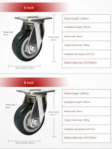 WeiHang 6 POLEGADA 360 Graus Sem Ruído POLIURETANO Rodas Bloqueio Rodízios Industriais Placa giratória Roda com rodízios de Freio - Product Image 5