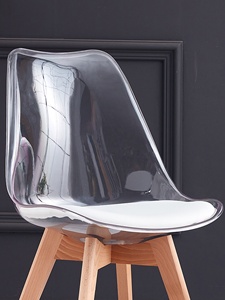 <span class=keywords><strong>Chaise</strong></span> de style européen avec dossier et coussin de siège, <span class=keywords><strong>chaise</strong></span> de salle à manger <span class=keywords><strong>transparente</strong></span>, <span class=keywords><strong>chaise</strong></span> en plastique, pieds en <span class=keywords><strong>bois</strong></span> - Product Image 2