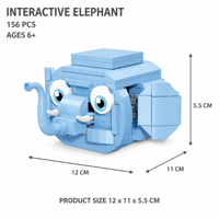 Ensemble de blocs de construction interactifs personnalisés en forme d'éléphant, jouets de construction STEM avec boutons à presser pour animaux mobiles, pour enfants, OEM, marque privée