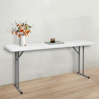 Portable 6ft Blanc Rectangulaire Table Pliante Extérieure Moderne HDPE Banquet Restauration BBQ Camping Pique-Nique Meubles pour Salle À Manger Hôtel