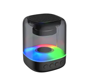 Transparent Blue tooth Speaker LED Colorful Atmosphere Light HIFI Surround Sound Desktop Speakers with Mic