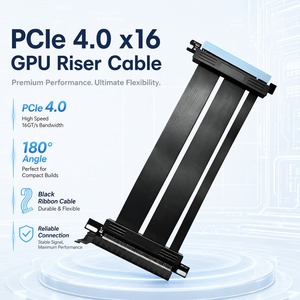 Cable Riser PCIe 4.0 X16 para Chasis ITX, Cable de Extensión Vertical Flexible de 180 Grados para PC Gaming Personalizada <span class=keywords><strong>MOD</strong></span> - Product Image 1