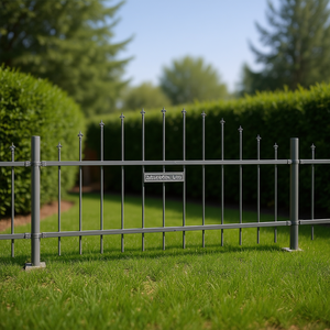 Clôture de jardin en acier gris thermolaqué 170 x 140 cm avec plaque décorative - Product Image 2