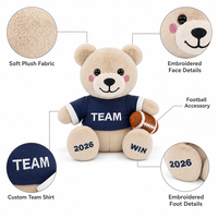 Peluche Ourson Mignon Équipe Sportive, Doux et Moelleux, Jouet en Peluche Personnalisé Football, Fabrication OEM ODM, Cadeau, Porte-clés en Peluche
